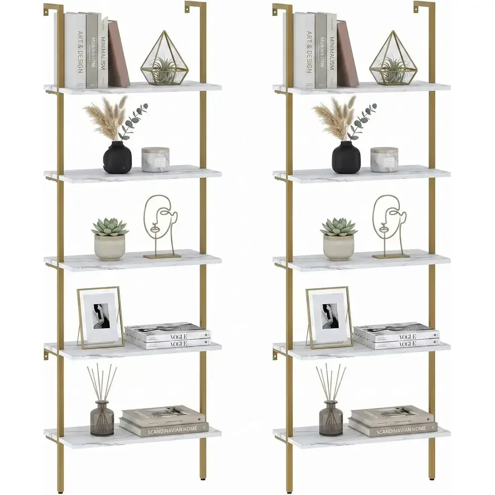 Home Office Industrial Style - 5-ярусная настенная деревянная полка из белого