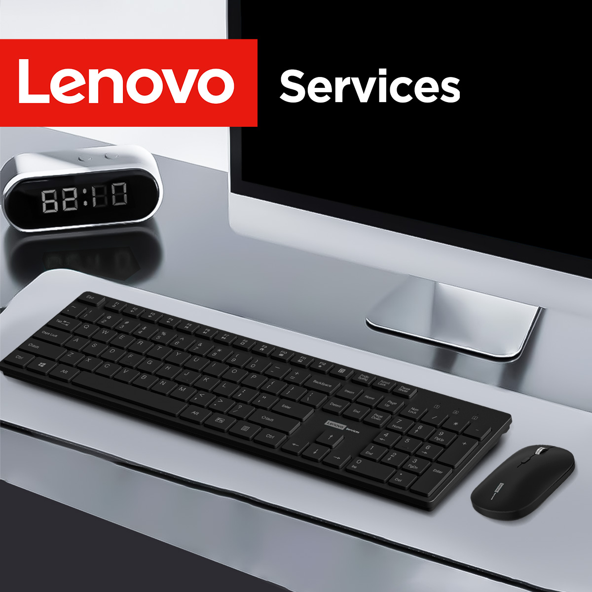 Home Office Keyboard - Беспроводной комплект клавиатура+мышь Lenovo KN220 Silent