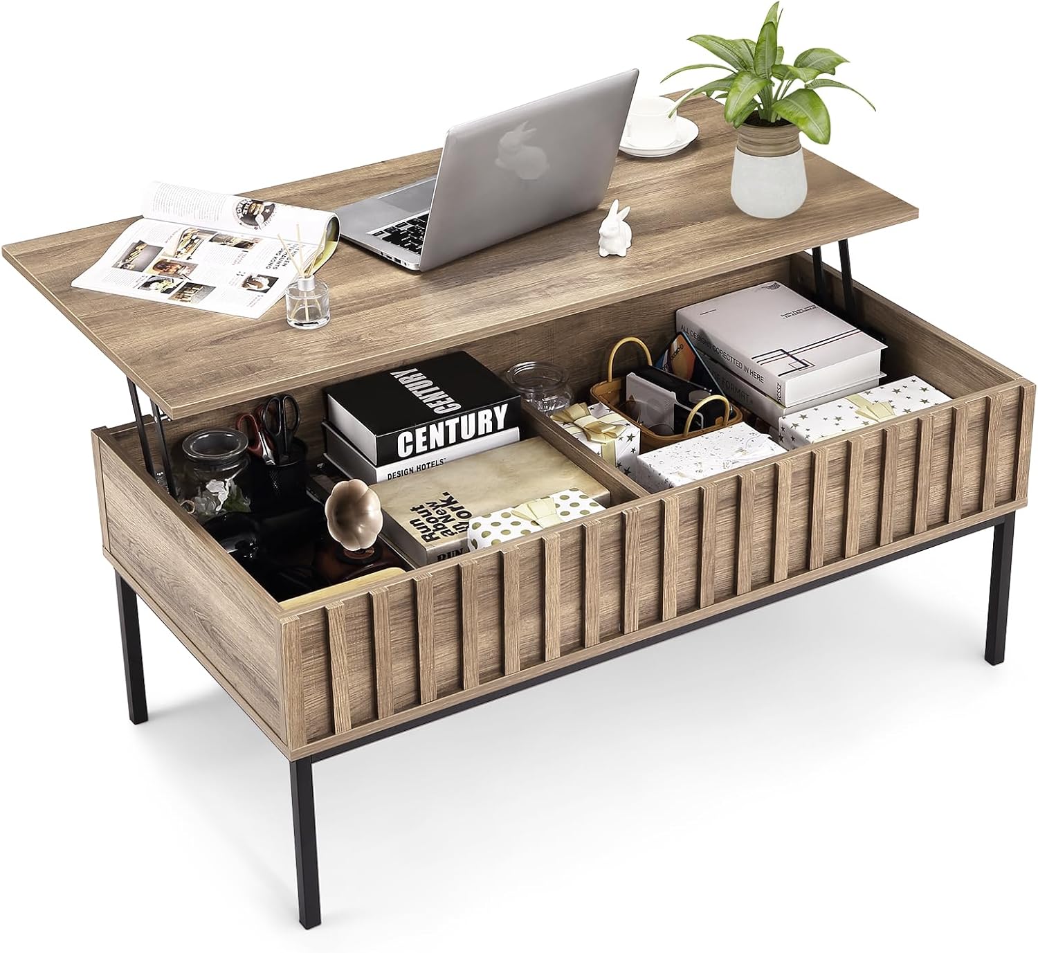 Home Office Industrial Style - Деревянный журнальный столик с подъемной столешницей