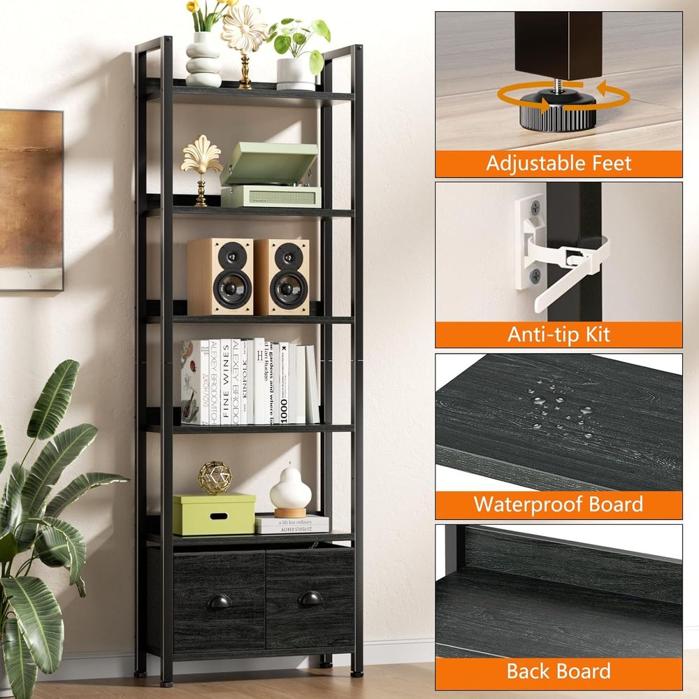 Высокий книжный шкаф с 6 полка – обзор и цена Home Office Industrial Style